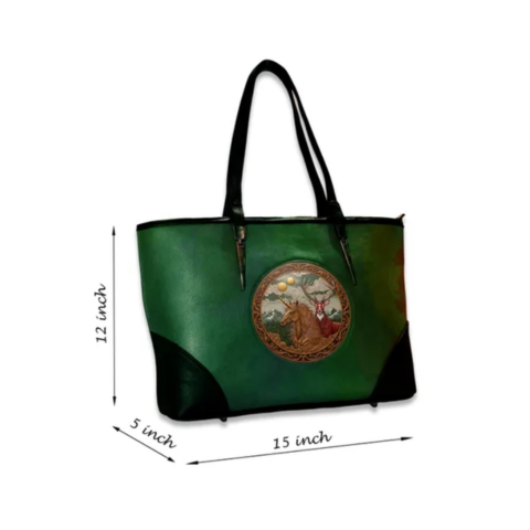 Luxury Emblem Leather Tote Bag
