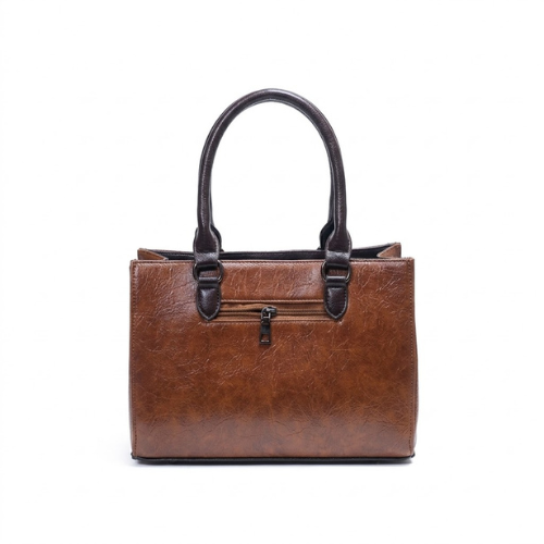 Elegant Brown Leather Swan Designer Tote