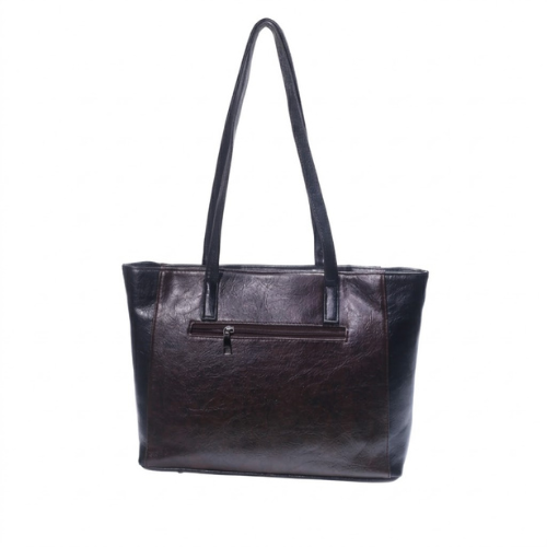 Vintage Brown Leather Cat Artwork Tote
