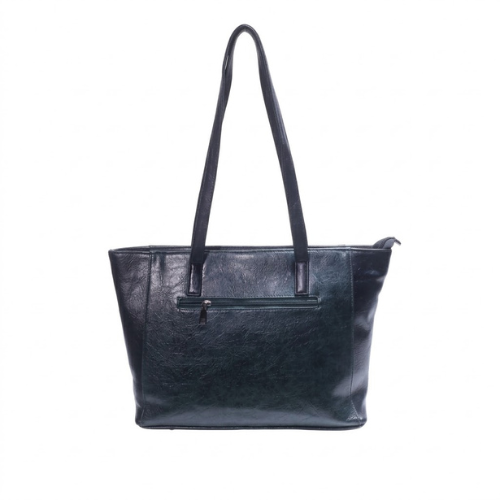 Designer Black Leather Stag Artwork Tote