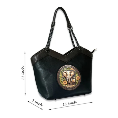 Luxury Elephant Motif Leather Tote Bag for Women