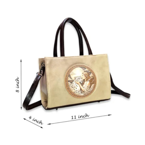 Classic Feminine Portrait Leather Handbag for Women