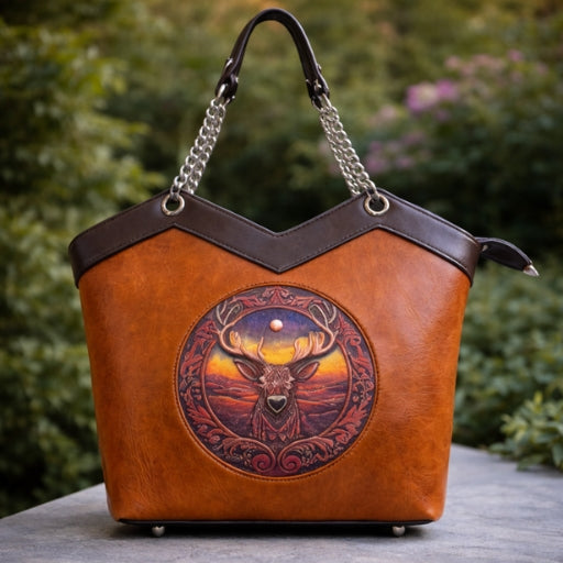 Vintage Deer Emblem Luxury Tote Bag