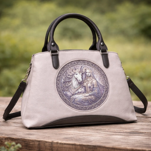 Luxury Unicorn & Lady Motif Leather Handbag for Women