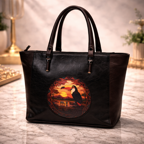 Signature Emblem Leather Handbag