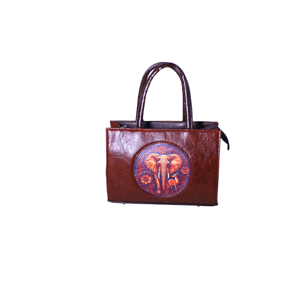 Premium Brown Handbag with Elephant Design