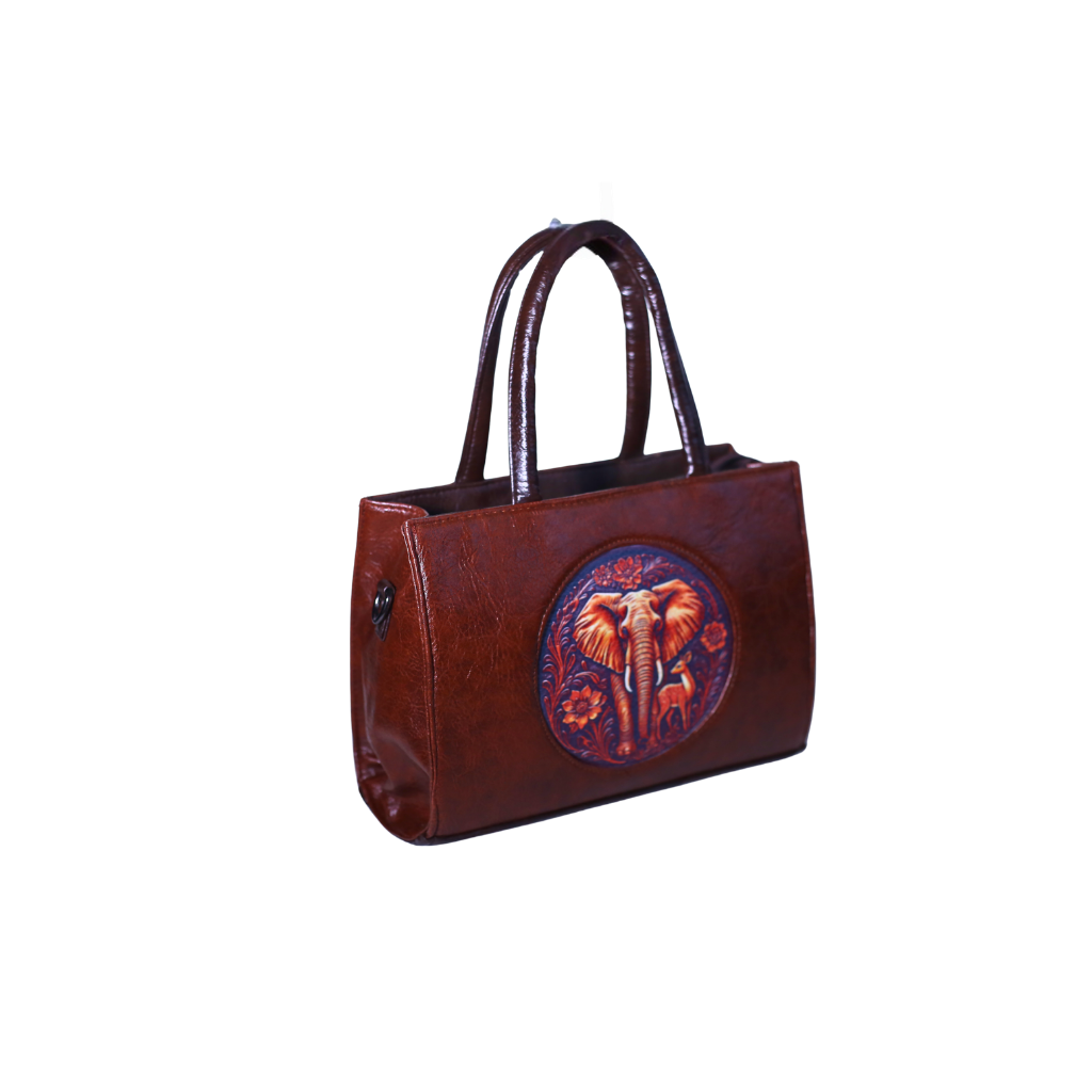 Premium Brown Handbag with Elephant Design