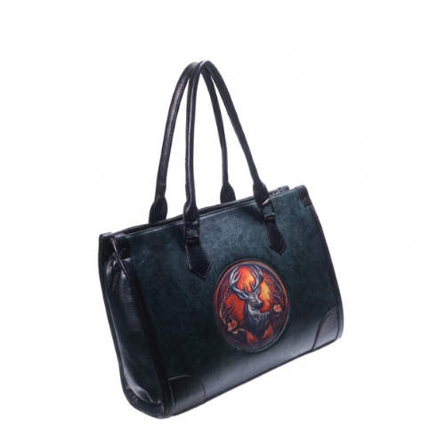 Luxury Black Leather Stag Designer Handbag