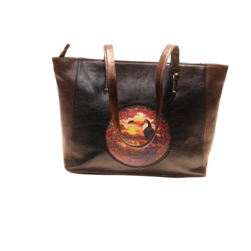 Signature Emblem Leather Handbag