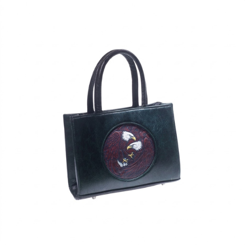 Luxury Eagle Emblem Black Leather Handbag