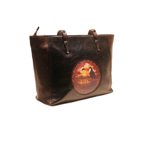 Signature Emblem Leather Handbag