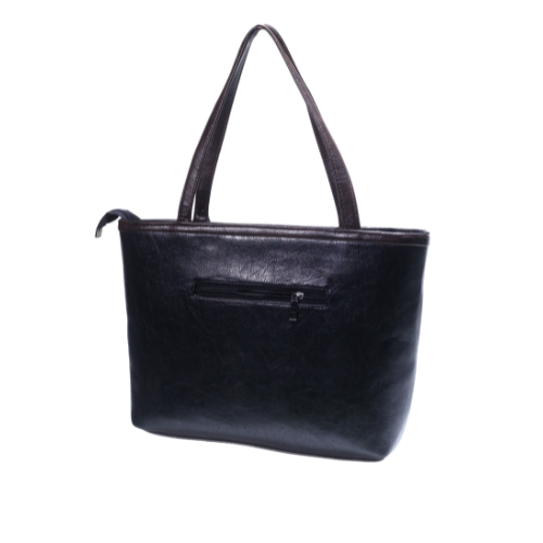 Elegant Black Leather Swan Motif Tote Bag