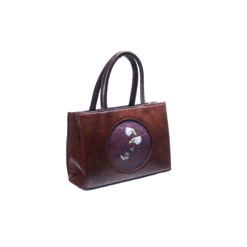 Luxury Brown Leather Eagle Emblem Designer Handbag