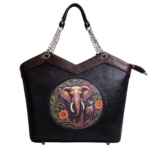 Luxury Elephant Motif Leather Tote Bag for Women