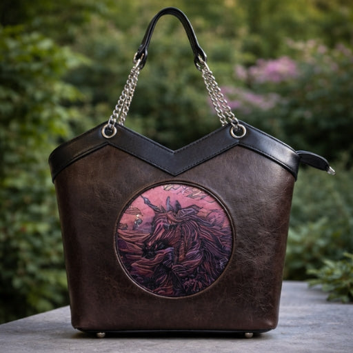 Luxury Horse Motif Leather Tote Bag for Women
