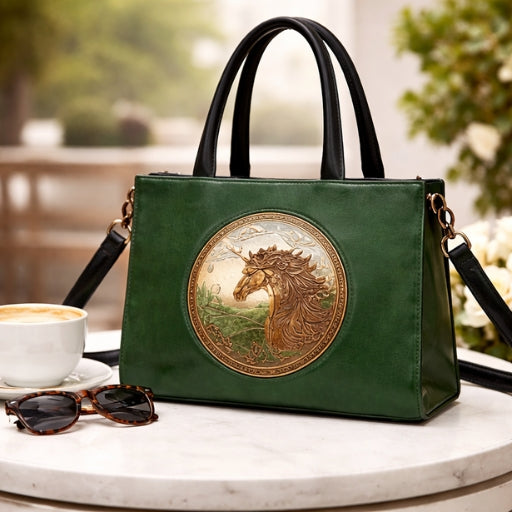 Luxury Green Leather Handbag for Women