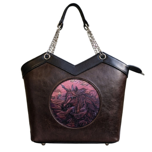 Luxury Horse Motif Leather Tote Bag for Women