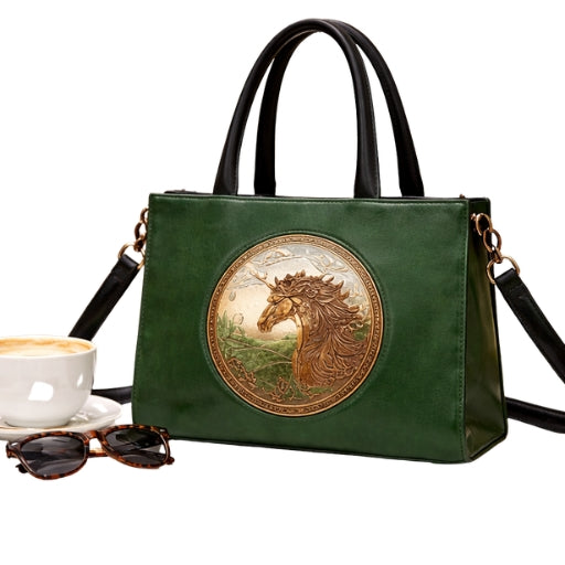 Luxury Green Leather Handbag for Women
